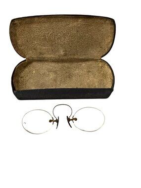 Antique 1910s F.G. Nordstrom Jamestown NY Rimless Pince Nez Eyeglasses Case